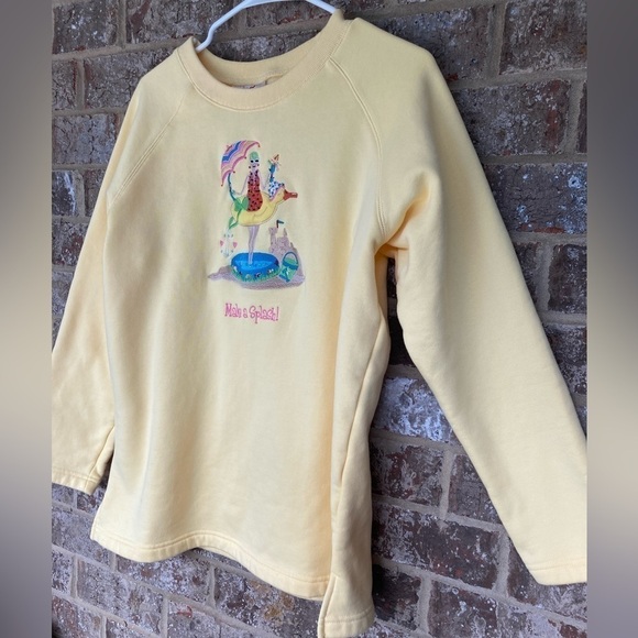 Quacker Factory Yellow Sweatshirt Make a Splash Size Medium Like New - Picture 3 of 9